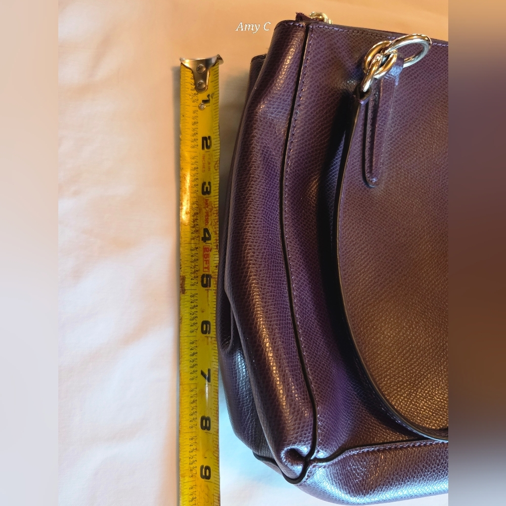 Coach Dark Purple Leather Shoulder Bag - Picture 11 of 12